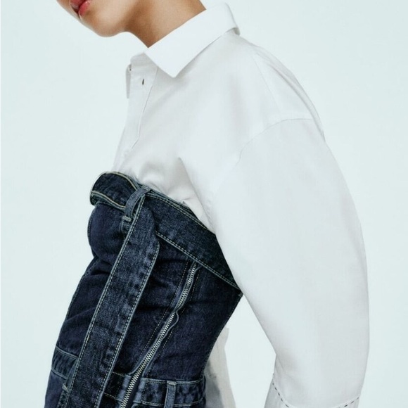 NWT ZARA TRF STRAPLESS DENIM JUMPSUIT - Picture 8 of 12